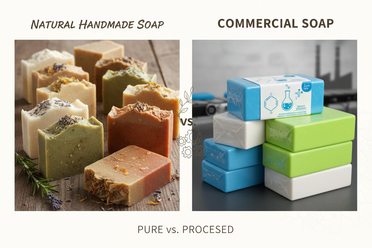Natural Soap vs. Commercial Soap: Why Choosing the Right Cleanser Matters for Your Skin and Health