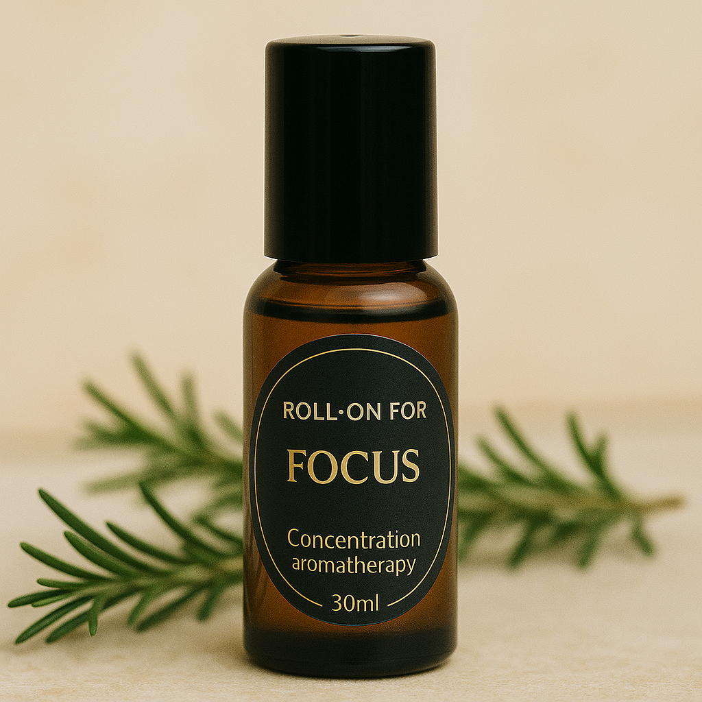 Focus Aromatherapy Roller – Peppermint + Rosemary for Clarity & Study