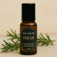 Focus Aromatherapy Roller – Peppermint + Rosemary for Clarity & Study