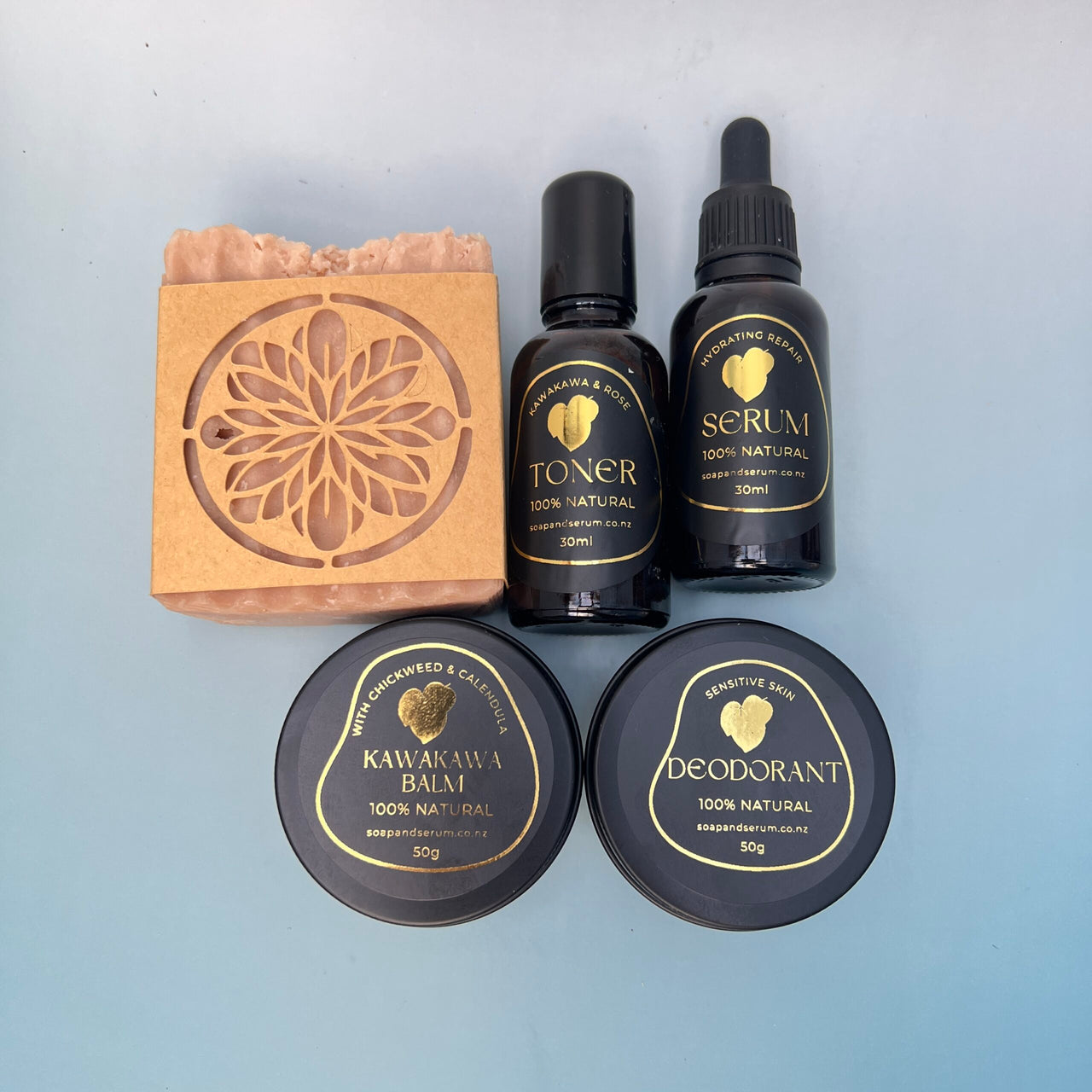 5-Piece Sensitive Skin Gift Set – Unscented Natural Skincare with Kawakawa, Calendula & Chickweed